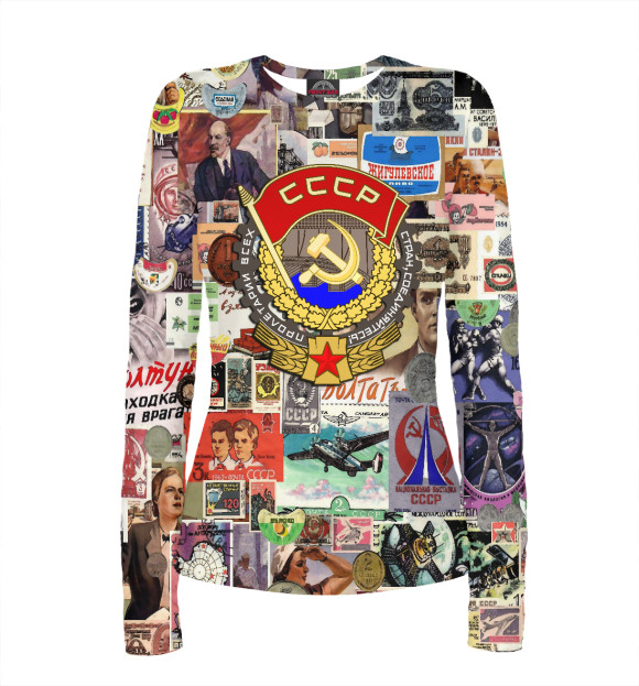 Женский лонгслив с изображением СССР цвета Белый