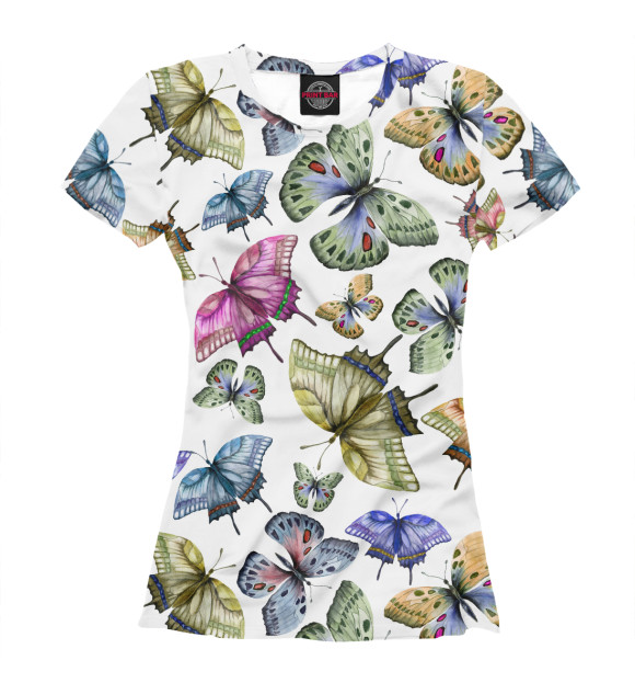 Футболка для девочек с изображением Бабочки цвета Белый