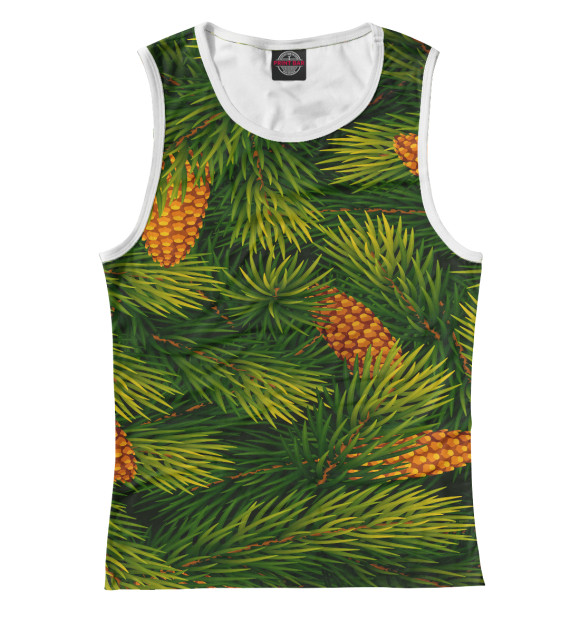 Женская майка с изображением Хвойный лес цвета Белый