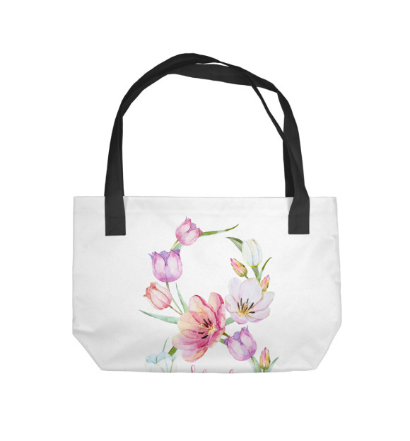Пляжная сумка с изображением Цветы к 8 марта цвета 