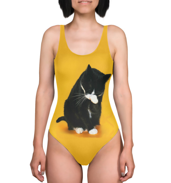 Купальник-боди с изображением Кот цвета 