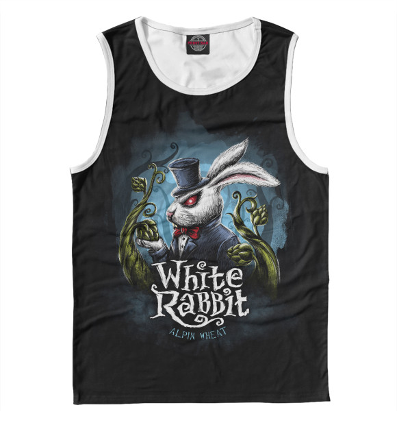 Мужская майка с изображением White Rabbit цвета Белый