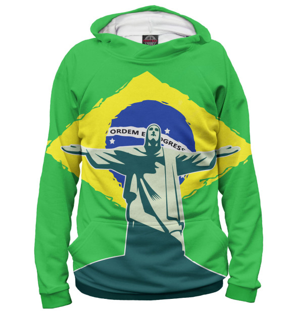 Мужское худи с изображением Бразилия цвета Белый
