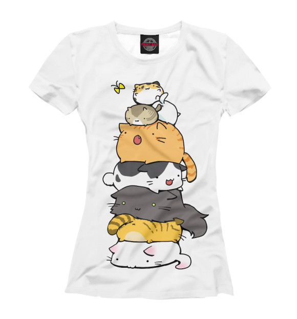 Женская футболка с изображением Коты цвета Белый