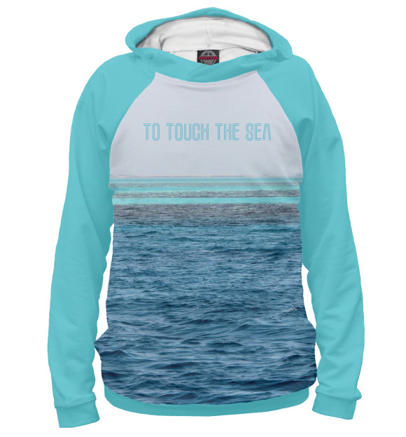Женское худи с изображением to touch the sea цвета Белый