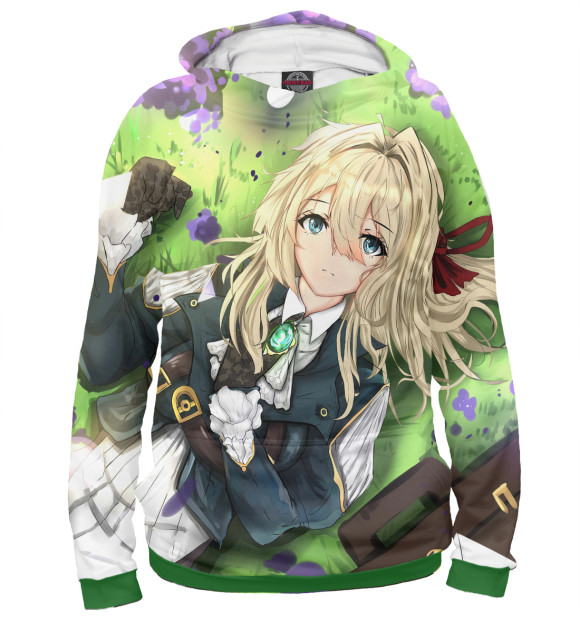 Мужское худи с изображением Вайолет Эвергарден цвета Белый