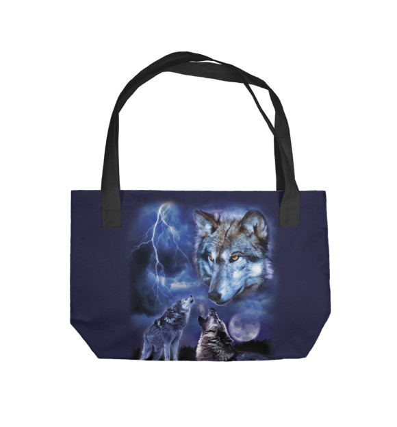 Пляжная сумка с притом Волки цвета  Пляжная сумка с изображением Волки цвета