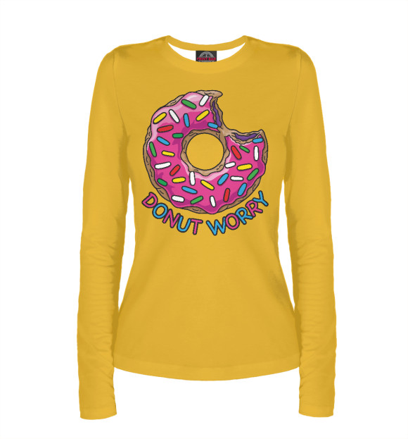 Женский лонгслив с изображением Donut Worry цвета Белый