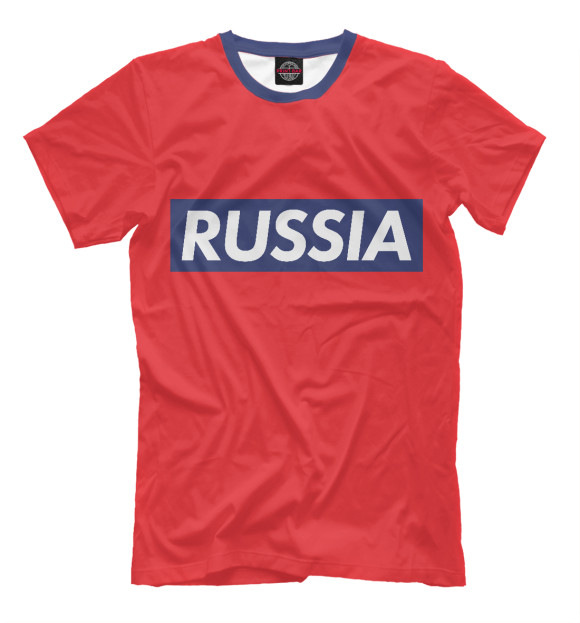 Мужская футболка с изображением Russia цвета Темно-розовый