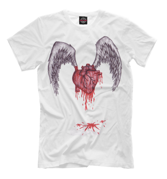 Мужская футболка с изображением Heart цвета Молочно-белый