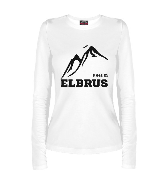 Женский лонгслив с изображением Эльбрус цвета Белый