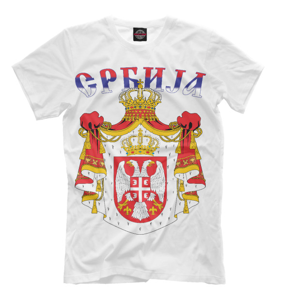 Мужская футболка с изображением Сербия цвета Молочно-белый