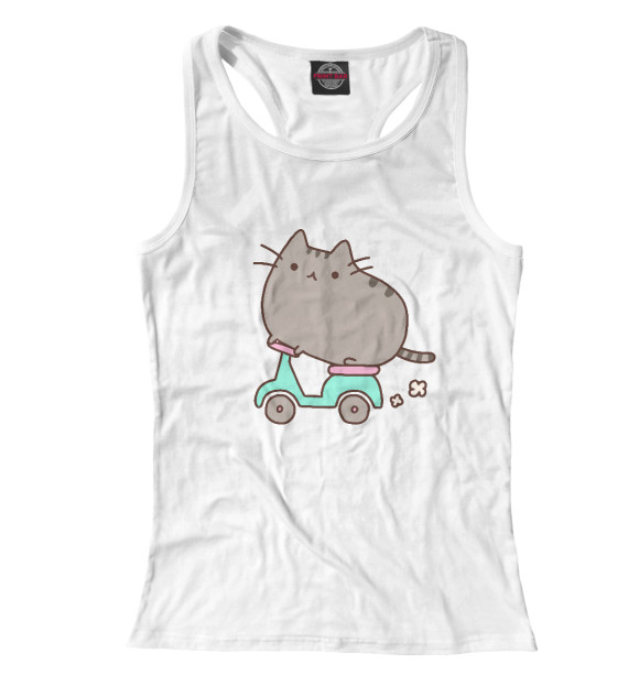 Женская майка-борцовка с изображением Кот цвета Белый