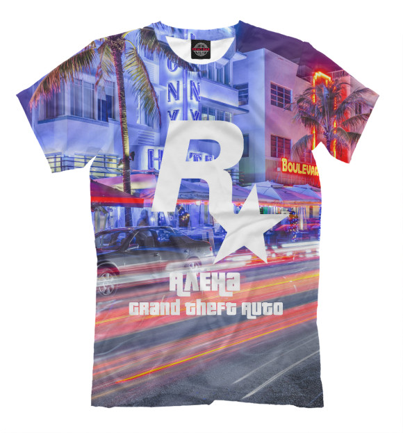 Мужская футболка с изображением Алёна в стиле GTA цвета Серый