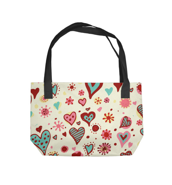 Пляжная сумка с изображением Сердечки цвета 