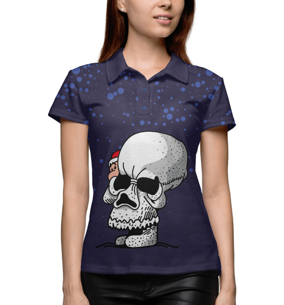 Женское поло с изображением Cool Santa цвета Белый