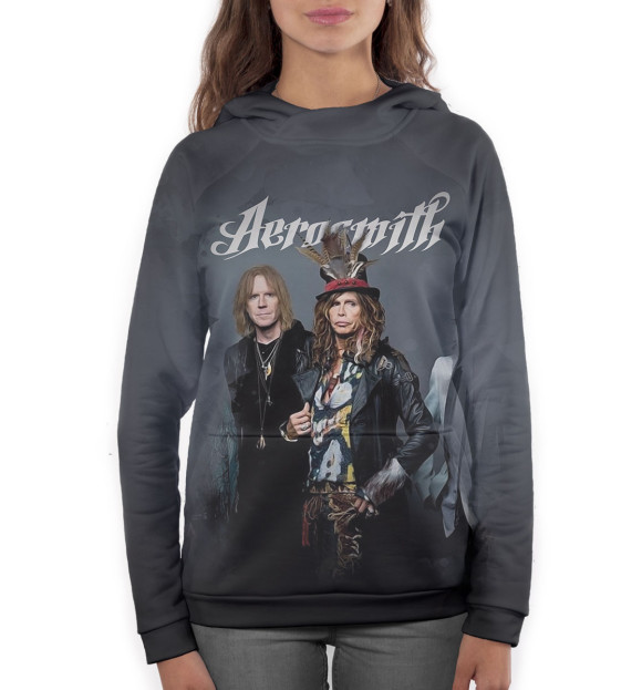 Женское худи с изображением Aerosmith цвета Белый