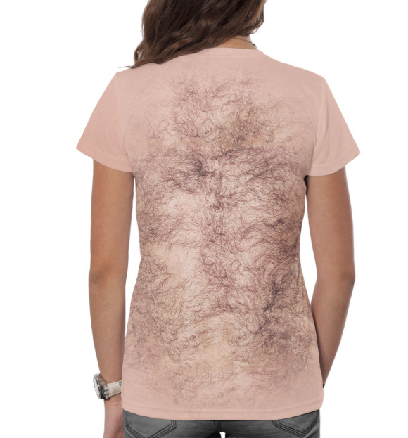 Женская футболка с изображением Волосатая грудь цвета Белый