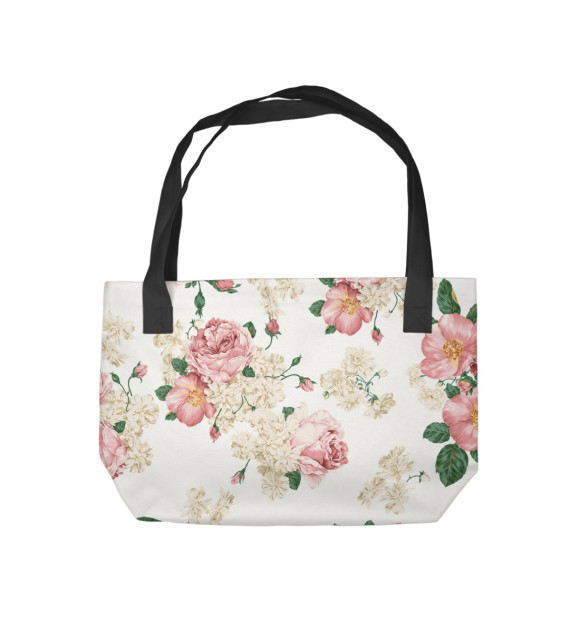 Пляжная сумка с притом Цветы цвета  Пляжная сумка с изображением Цветы цвета