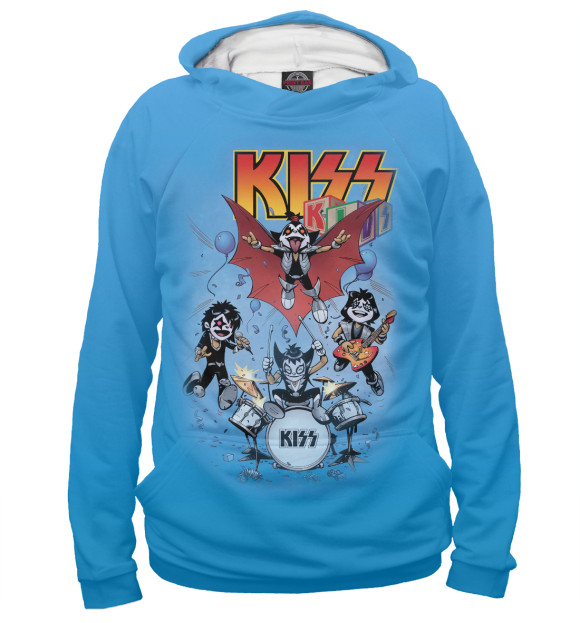 Женское худи с изображением Kiss цвета Белый