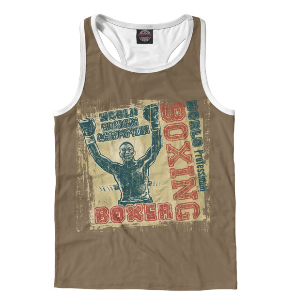 Мужская майка-борцовка с изображением Boxing цвета Белый