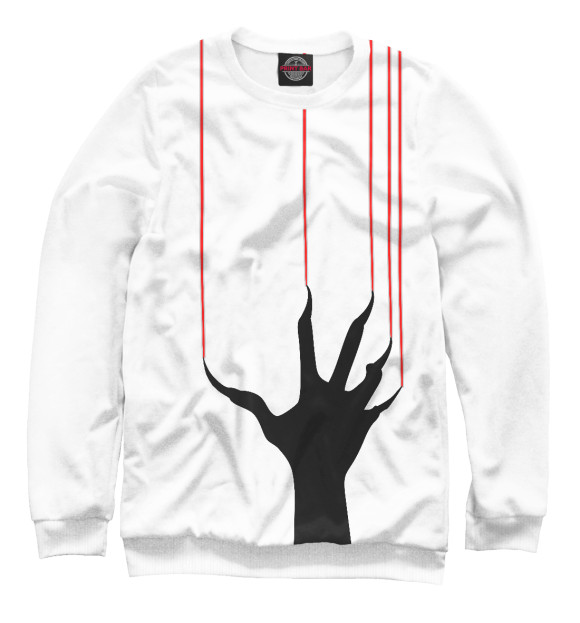 Мужской свитшот с изображением Рука ведьмы цвета Белый