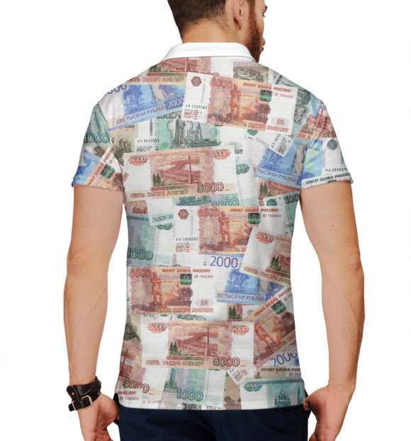 Мужское поло с изображением Деньги цвета Белый