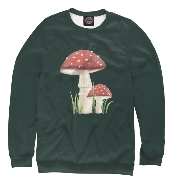 Мужской свитшот с изображением Мухоморы цвета Белый