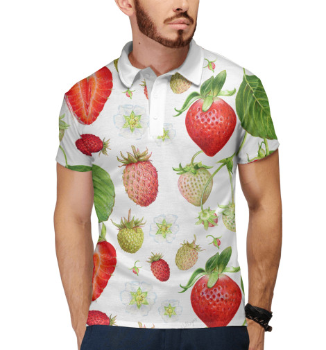 

Поло Print Bar, Белый, Клубнички