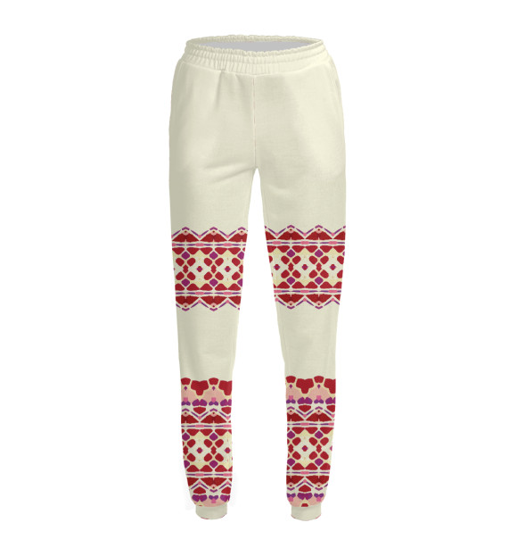 Женские спортивные штаны с изображением Красный Узор цвета Белый