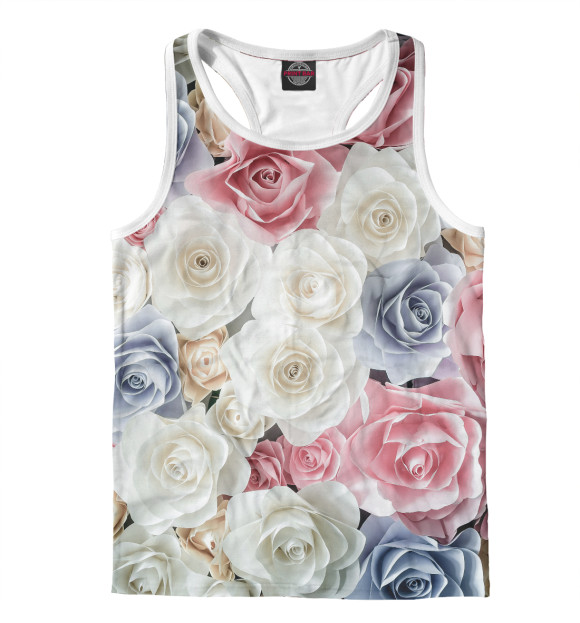 Мужская майка-борцовка с изображением Цветочный сад цвета Белый