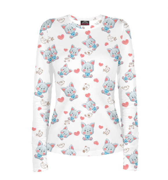 Женский лонгслив с изображением Котики и кошечки цвета Белый