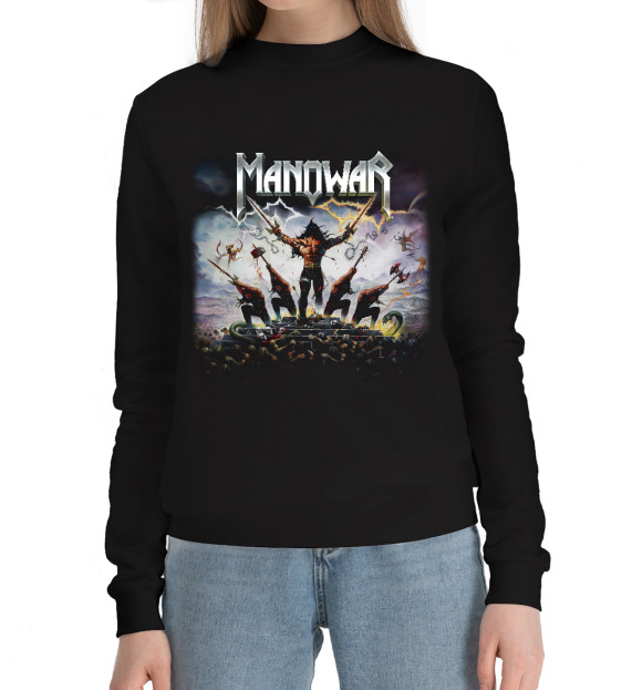 Женский хлопковый свитшот с изображением Manowar цвета Черный