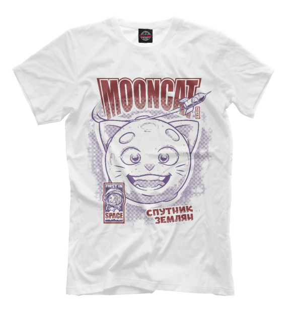 Мужская футболка с изображением MoonCat цвета Белый