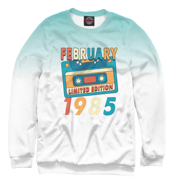 Женский свитшот с изображением February 1985 цвета Белый