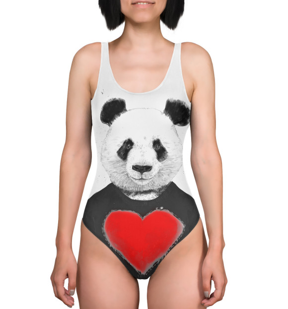 Купальник-боди с изображением Влюбленная панда цвета 