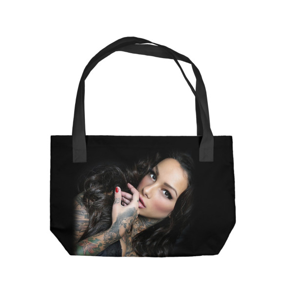Пляжная сумка с изображением Girl  with tattoo цвета 