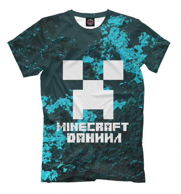 Мужская футболка с изображением Даниил-Minecraft цвета Темно-зеленый