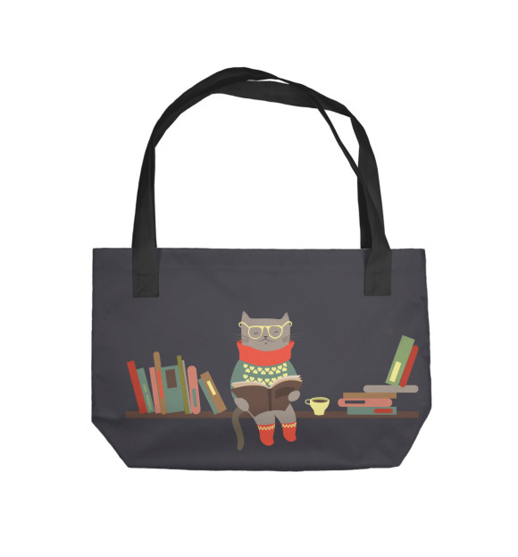 Пляжная сумка с изображением Кот читатель цвета 