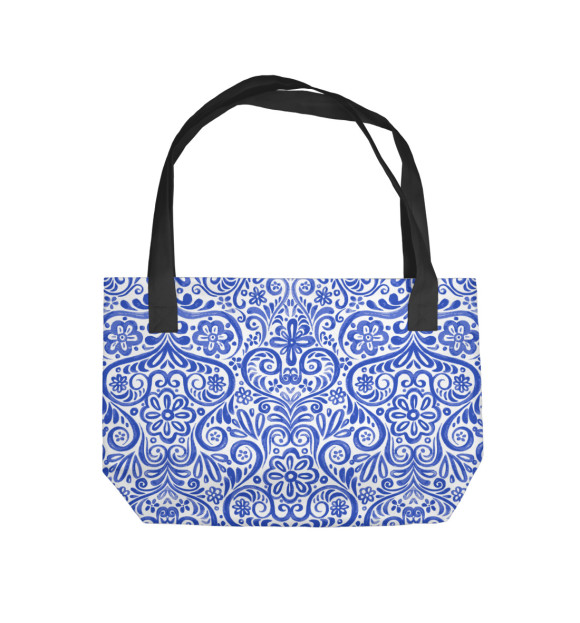 Пляжная сумка с изображением Узор в стиле Гжель цвета 