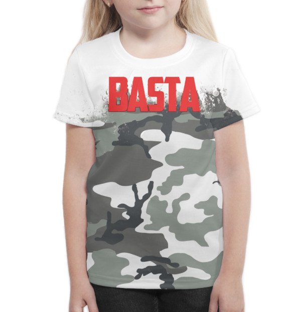 Футболка для девочек с изображением Баста цвета Белый