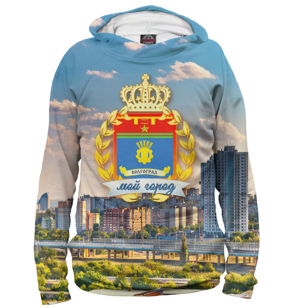 Мужское худи с изображением Волгоград цвета Белый