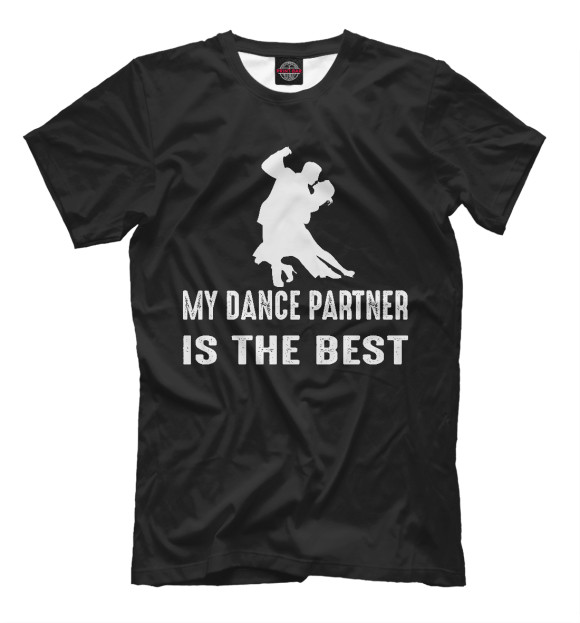 Мужская футболка с изображением Мой партнер по танцам - самый лучший цвета Черный