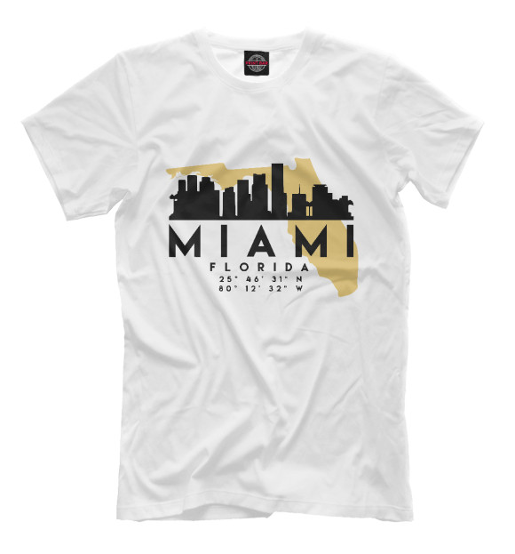 Мужская футболка с изображением США - Майами цвета Белый