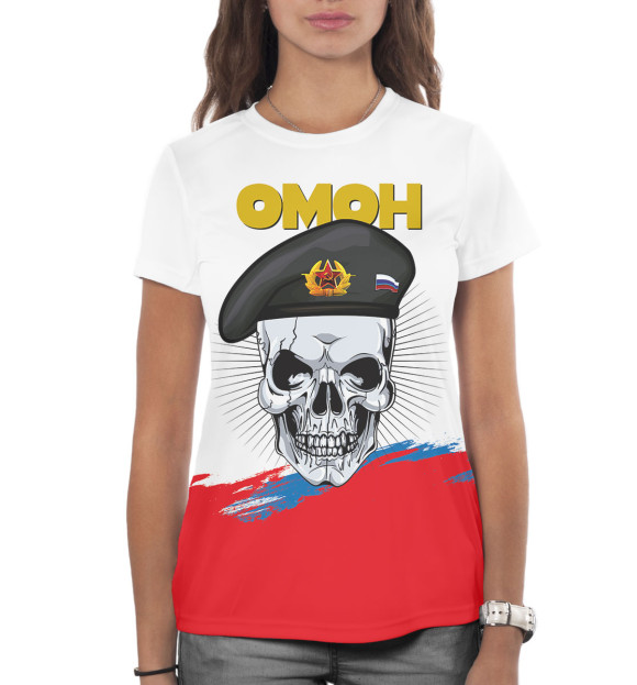Женская футболка с изображением ОМОН цвета Белый