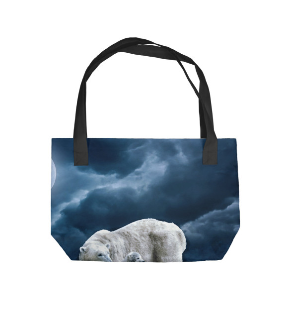 Пляжная сумка с изображением Полярные медведи цвета 