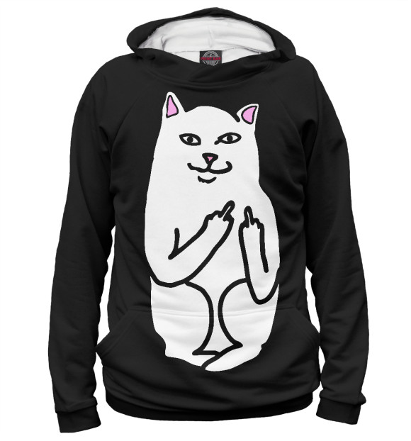 Женское худи с изображением Плохая киса цвета Белый