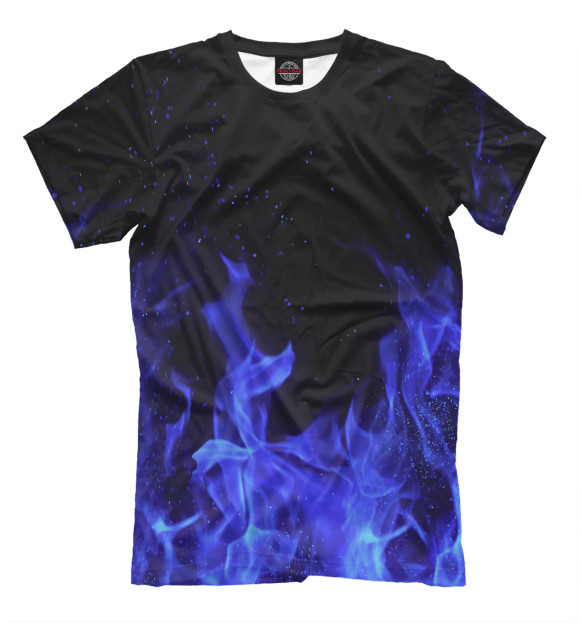 Мужская футболка с изображением Синий огонь цвета Черный