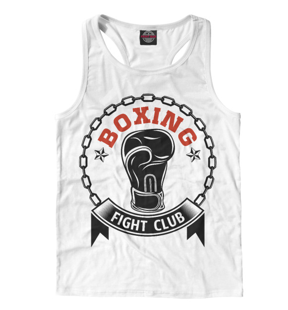 Мужская майка-борцовка с изображением Бокс цвета Белый