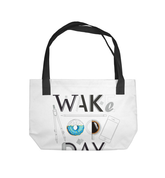 Пляжная сумка с изображением Say wake up day цвета 
